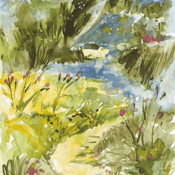 A Walk, Cindy Rawlings, watercolour on paper