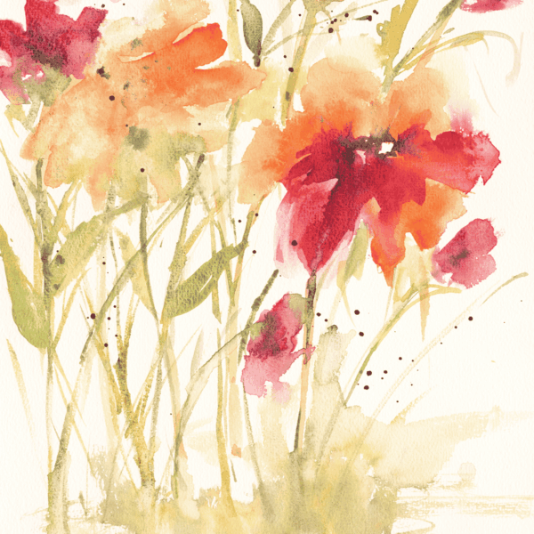 Poppies in the wind, Cindy Rawlings, watercolour on paper